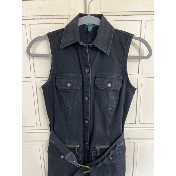 LRL Ralph Lauren size 2 black denim fitted dress - Picture 5 of 5